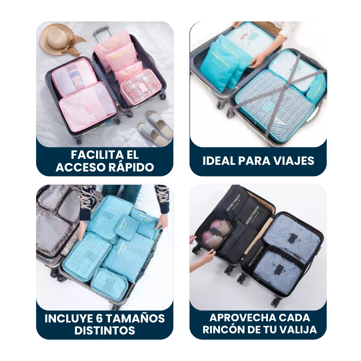 Kit Organizador Woo™ x 6 | Solución inmediata para viajes sin estrés y desorden