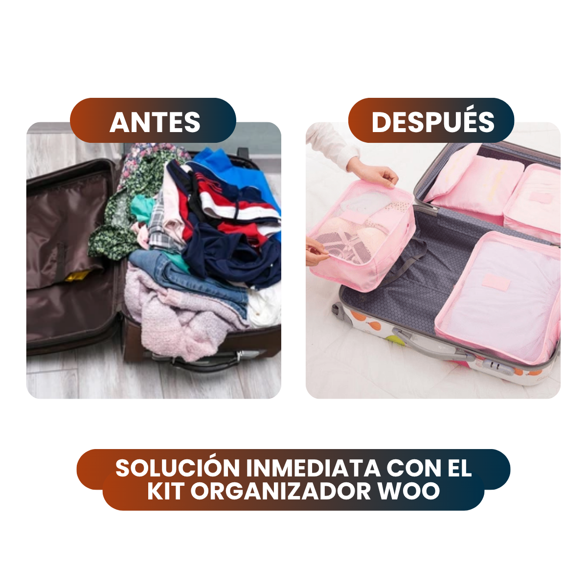 Kit Organizador Woo™ x 6 | Solución inmediata para viajes sin estrés y desorden