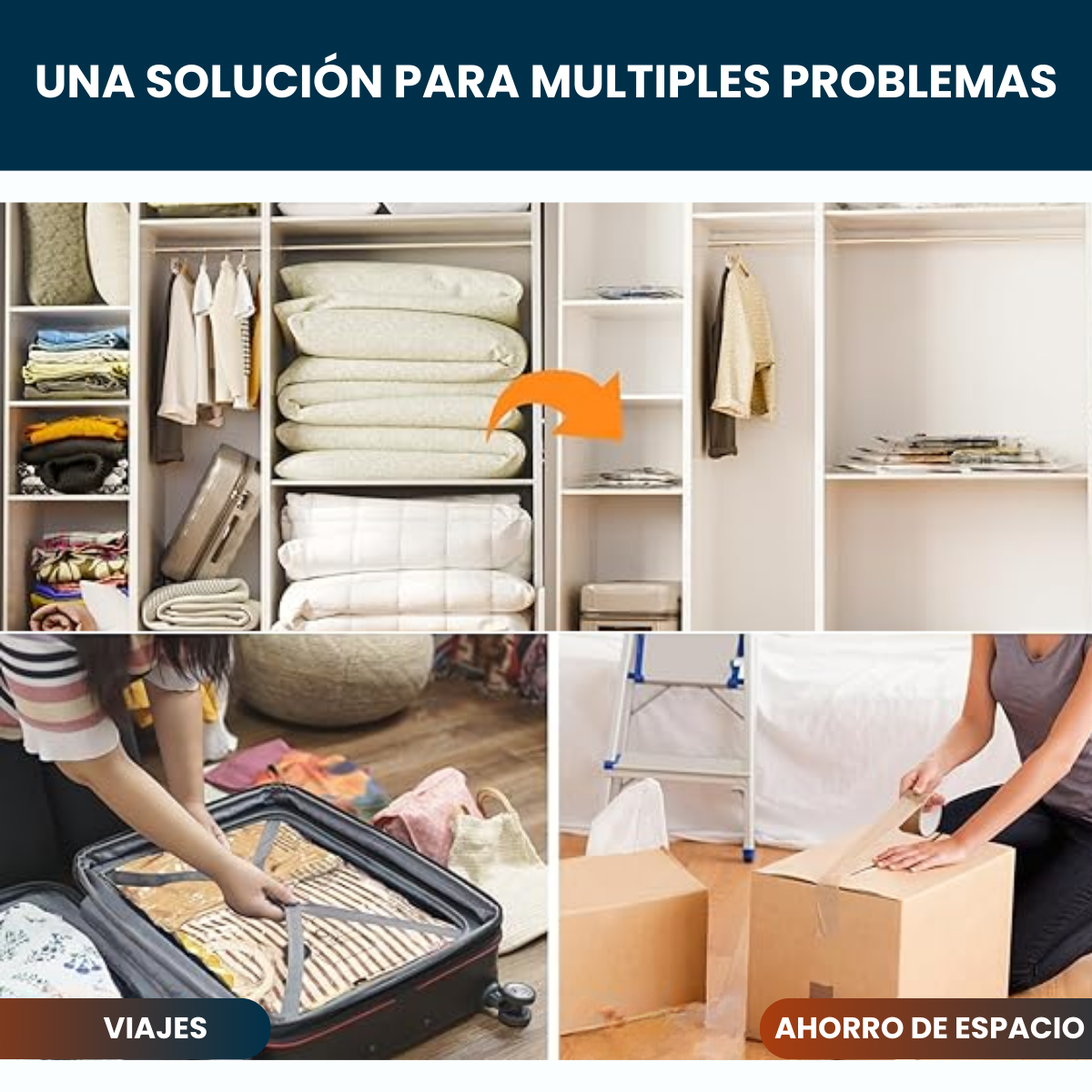 Kit Ahorro de espacio - x5 Bolsas Reutilizables + Bomba Manual ¡GRATIS!