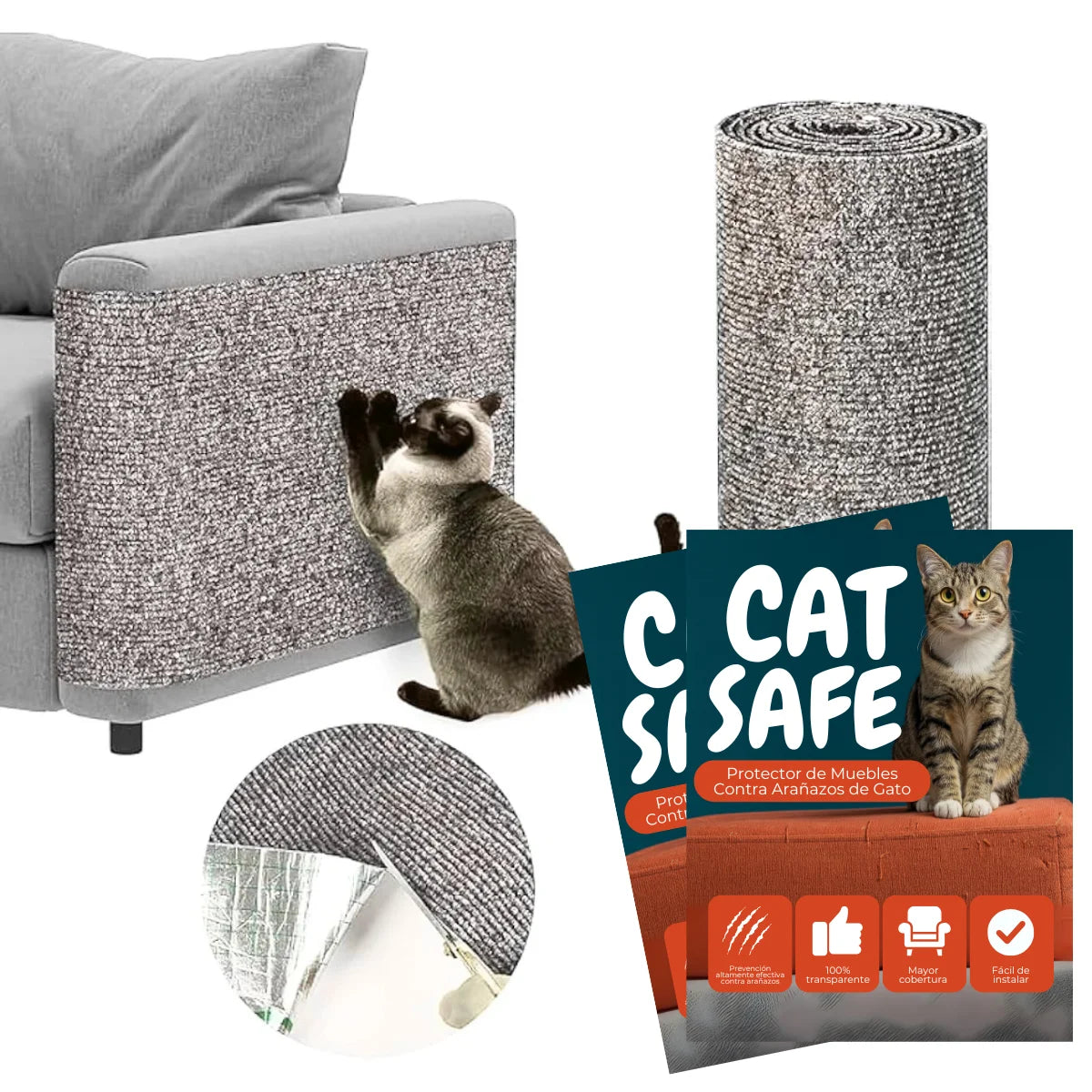 CatSafe™ Rascador Autoadhesivo - 3x1🔥| Protección y prevención en segundos