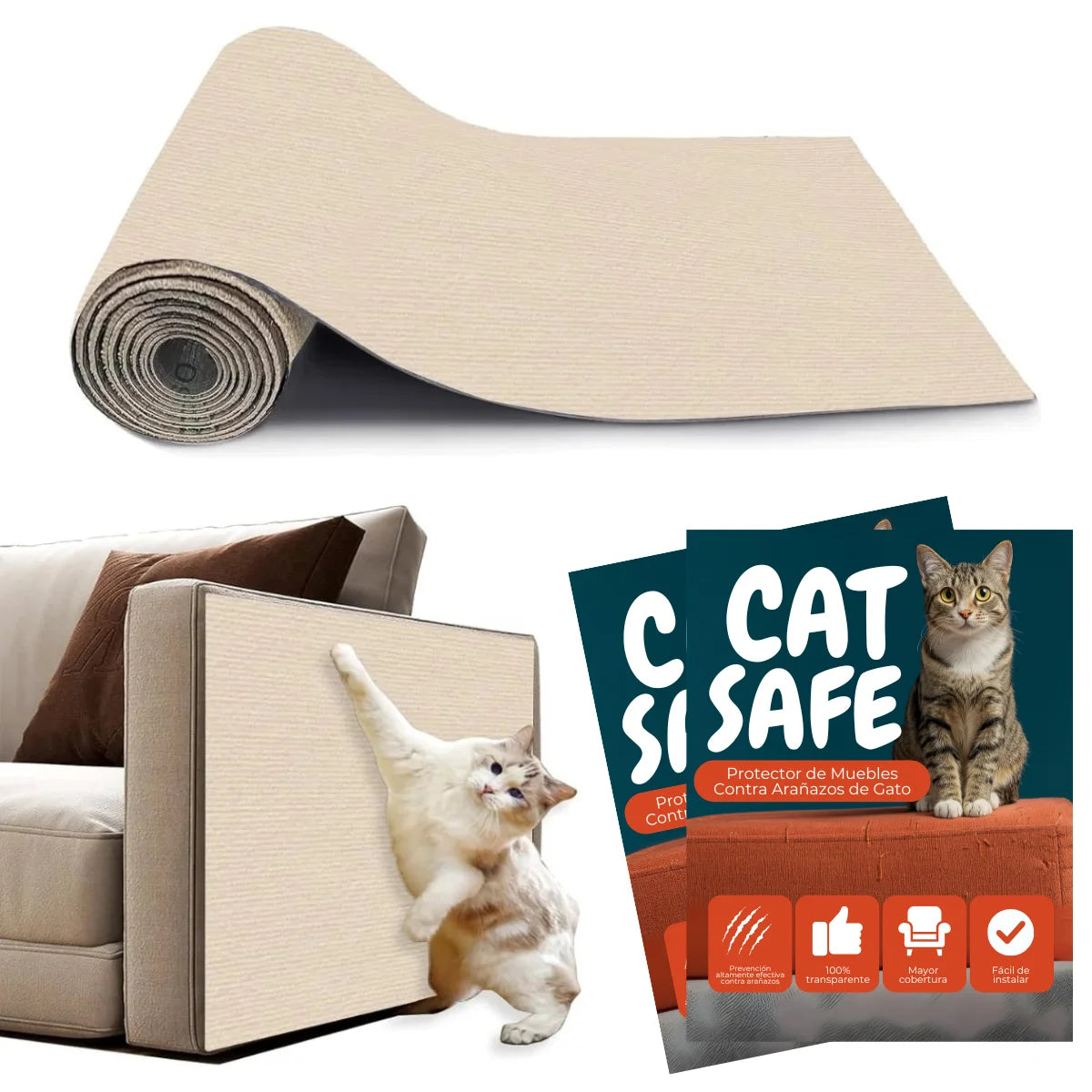 CatSafe™ Rascador Autoadhesivo - 3x1🔥| Protección y prevención en segundos
