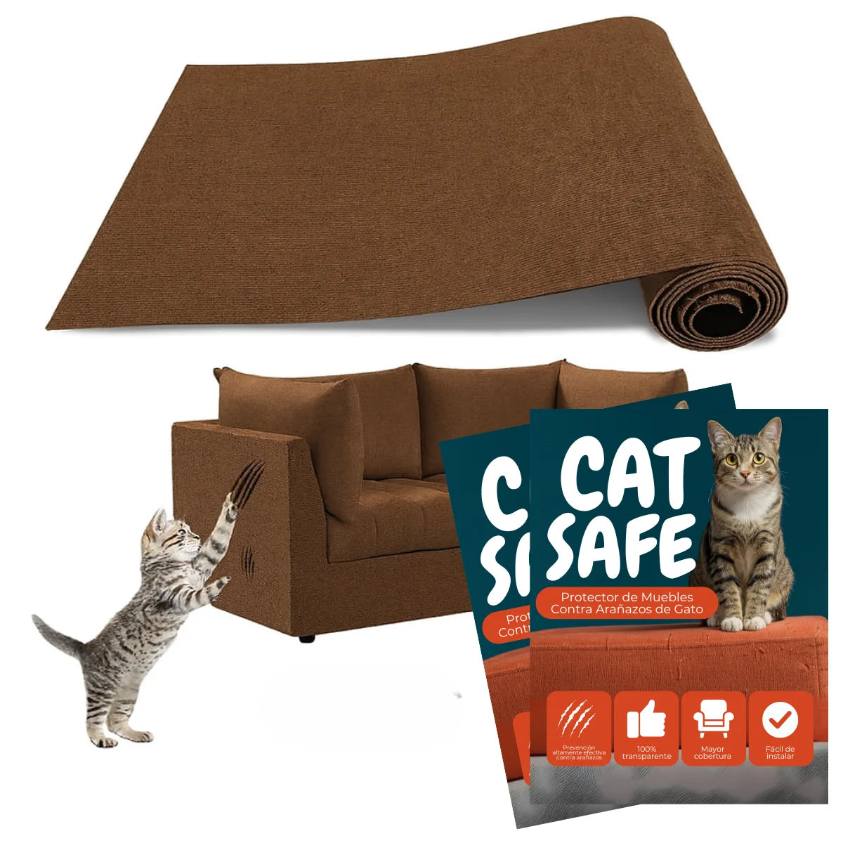 CatSafe™ Rascador Autoadhesivo - 3x1🔥| Protección y prevención en segundos