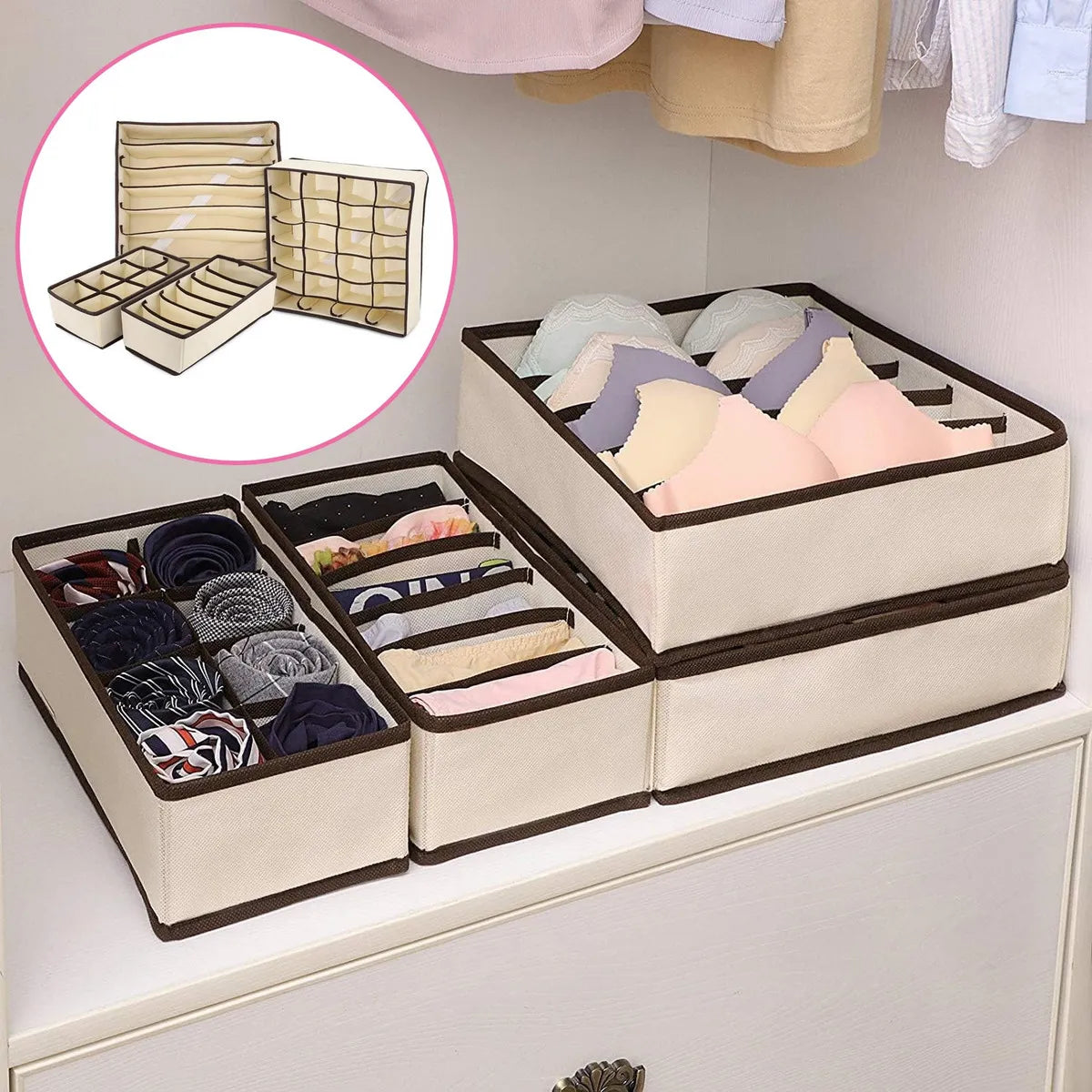 Set x4 Organizadores Ropa Interior Woo™ | Organizá tus cajones en minutos