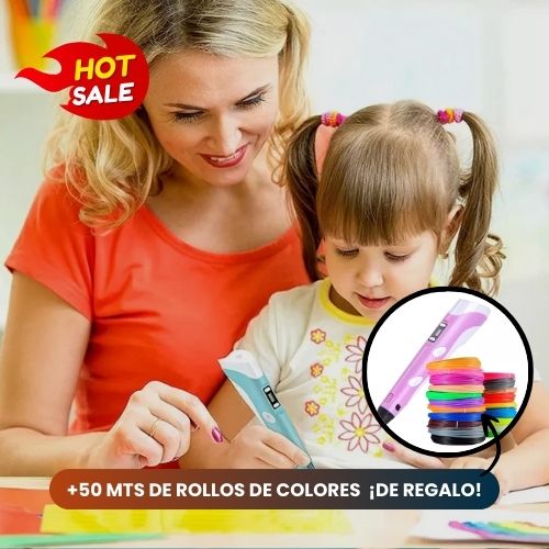 Lápiz Creativo™ + Rollos Colores 3D (50 metros) ¡De regalo!🎁