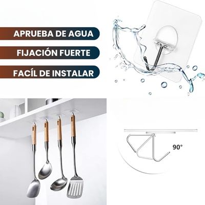 Kit x12 Ganchos Autoadhesivos + x2 Cintas Doble Faz | Organizá y decorá tus espacios fácil y sin taladros
