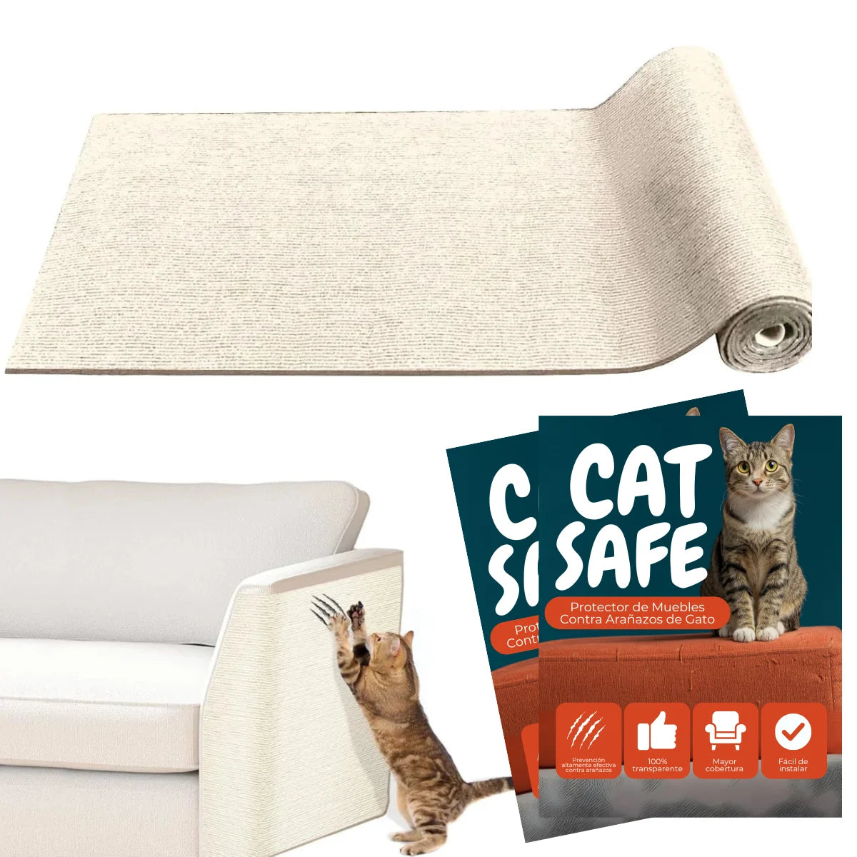 CatSafe™ Rascador Autoadhesivo - 3x1🔥| Protección y prevención en segundos