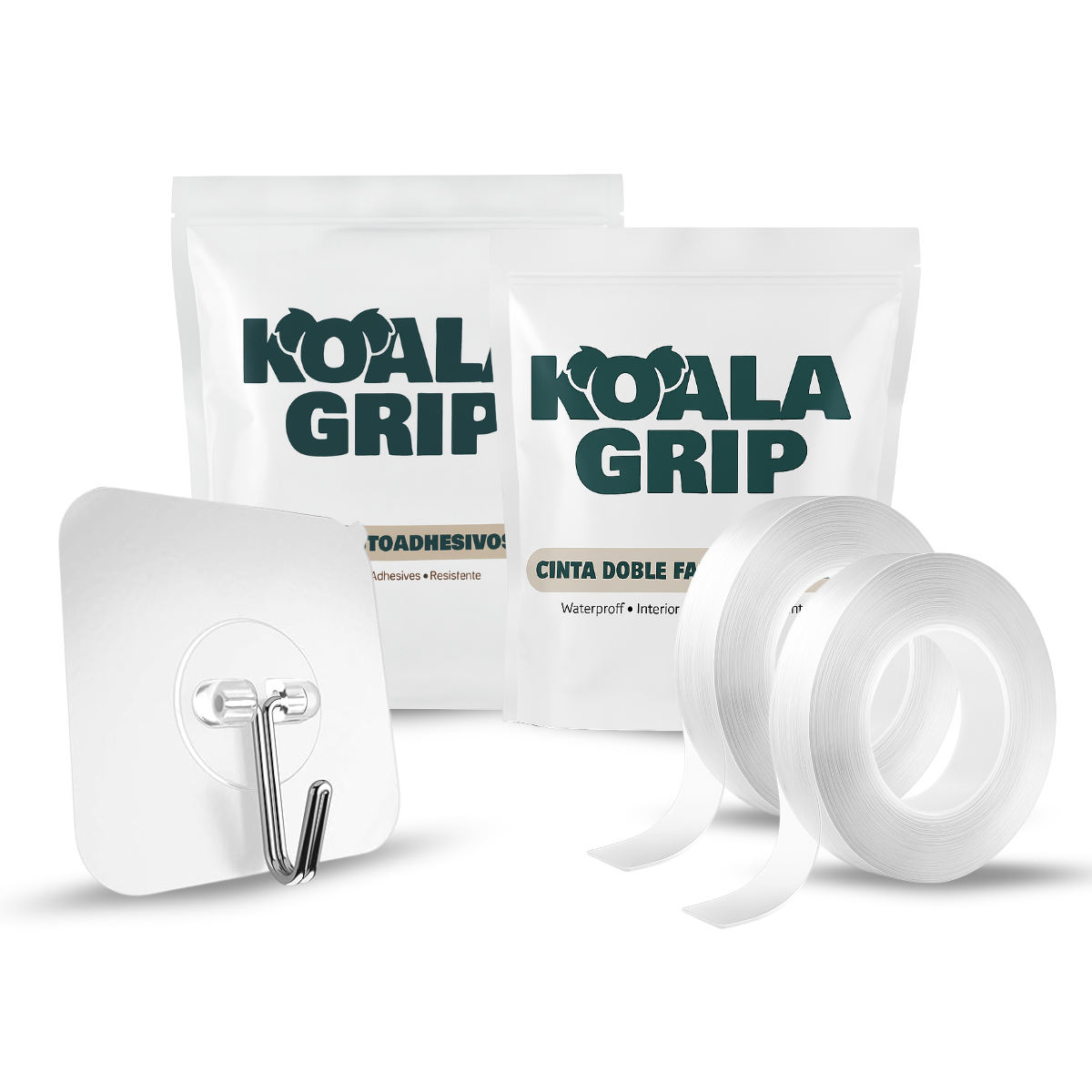 Kit x12 Ganchos Autoadhesivos + x2 Cintas Doble Faz | Organizá y decorá tus espacios fácil y sin taladros