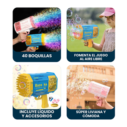 Pistola Bazooka Burbujas™ 2x1 🔥 | Diversión ilimitada para tus hijos