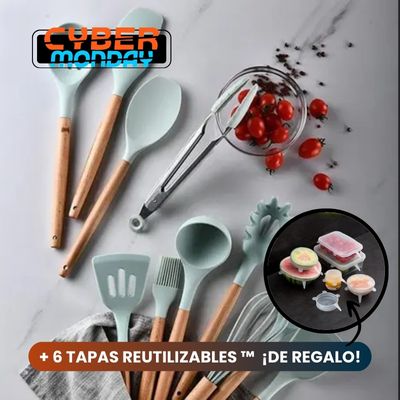 Kit Utensilios Home™ x 12 + Tapas reutilizables x 6 ¡De regalo!🎁