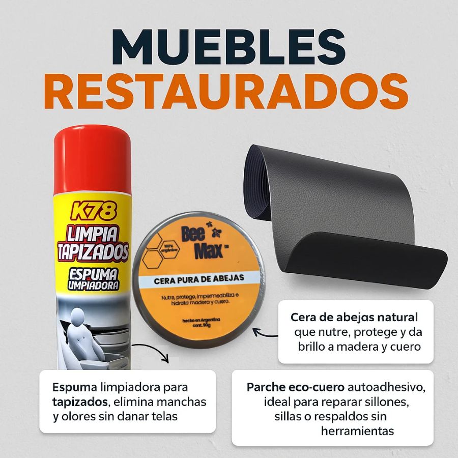 Kit Restaura Muebles™ 3 en 1 | Renová tus sillones, sillas y muebles en minutos