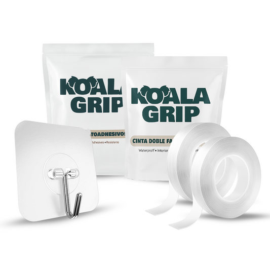 Kit x12 Ganchos Autoadhesivos + x2 Cintas Doble Faz | Organizá y decorá tus espacios fácil y sin taladros
